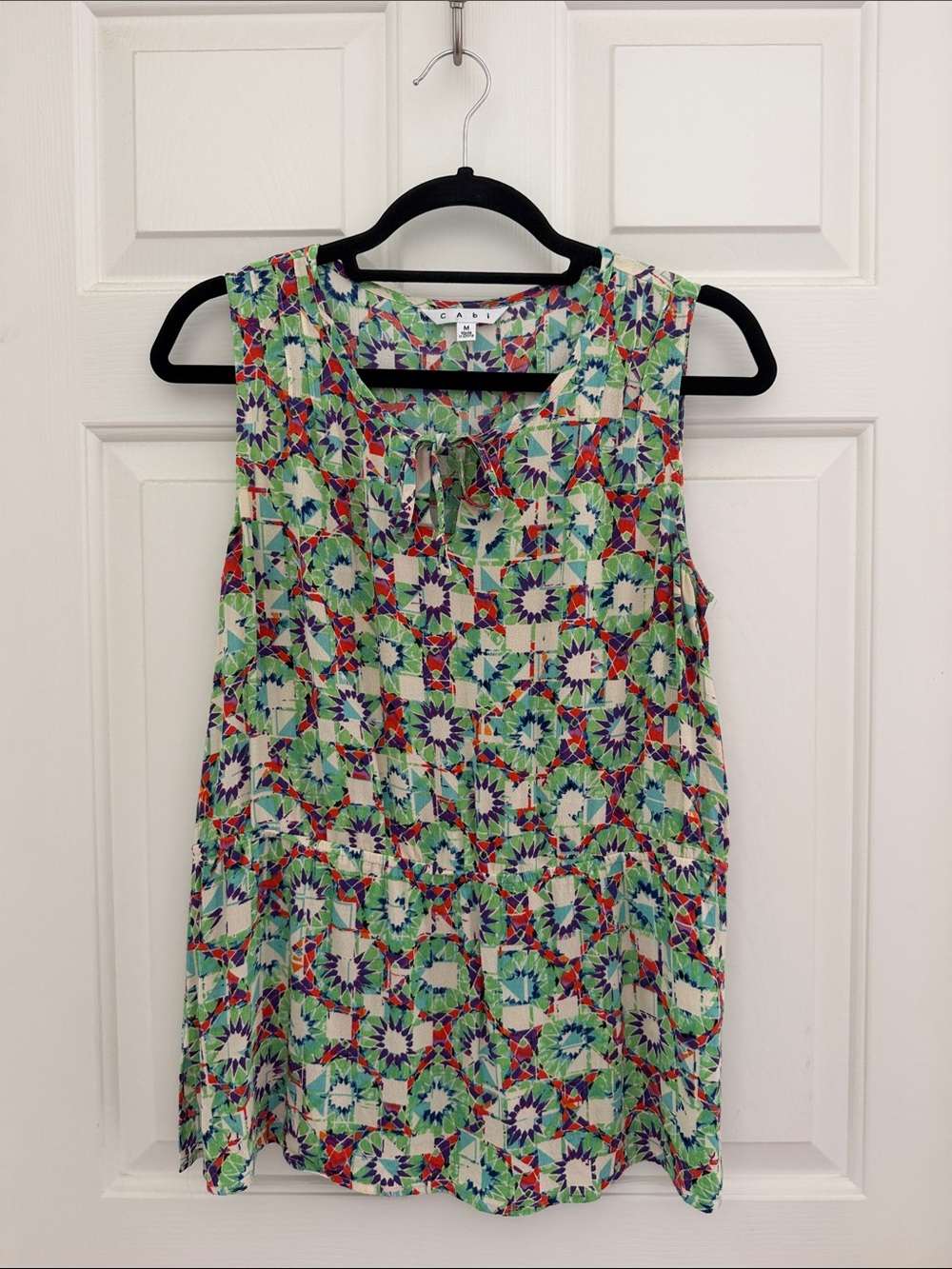 CAbi Mint Multi-Color Geometric Sleeveless Blouse